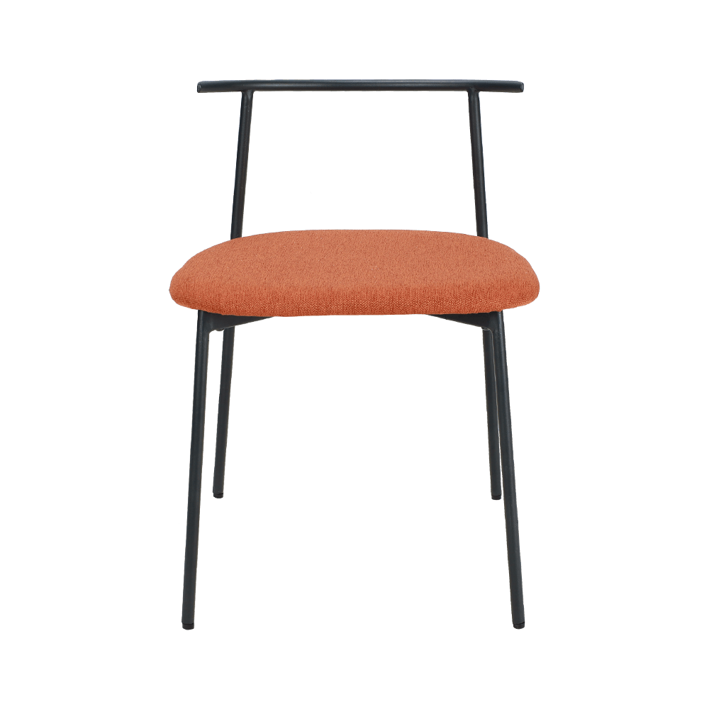 オレンジ色の湾曲したバックメタルレッグダイニングチェア