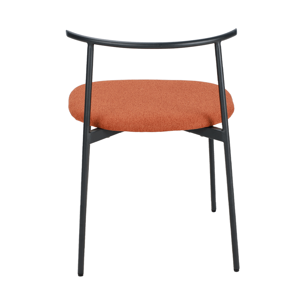 オレンジ色の湾曲したバックメタルレッグダイニングチェア