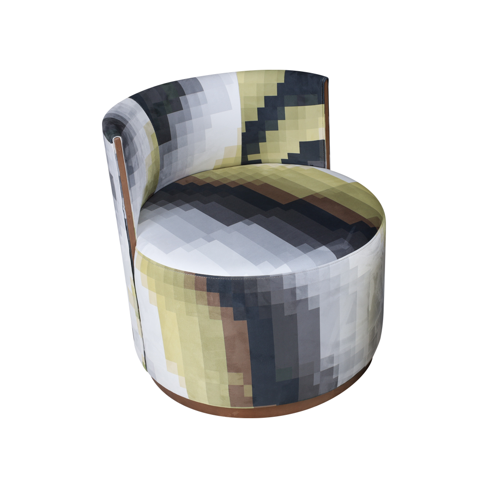 丸いアームレスラウンジチェア